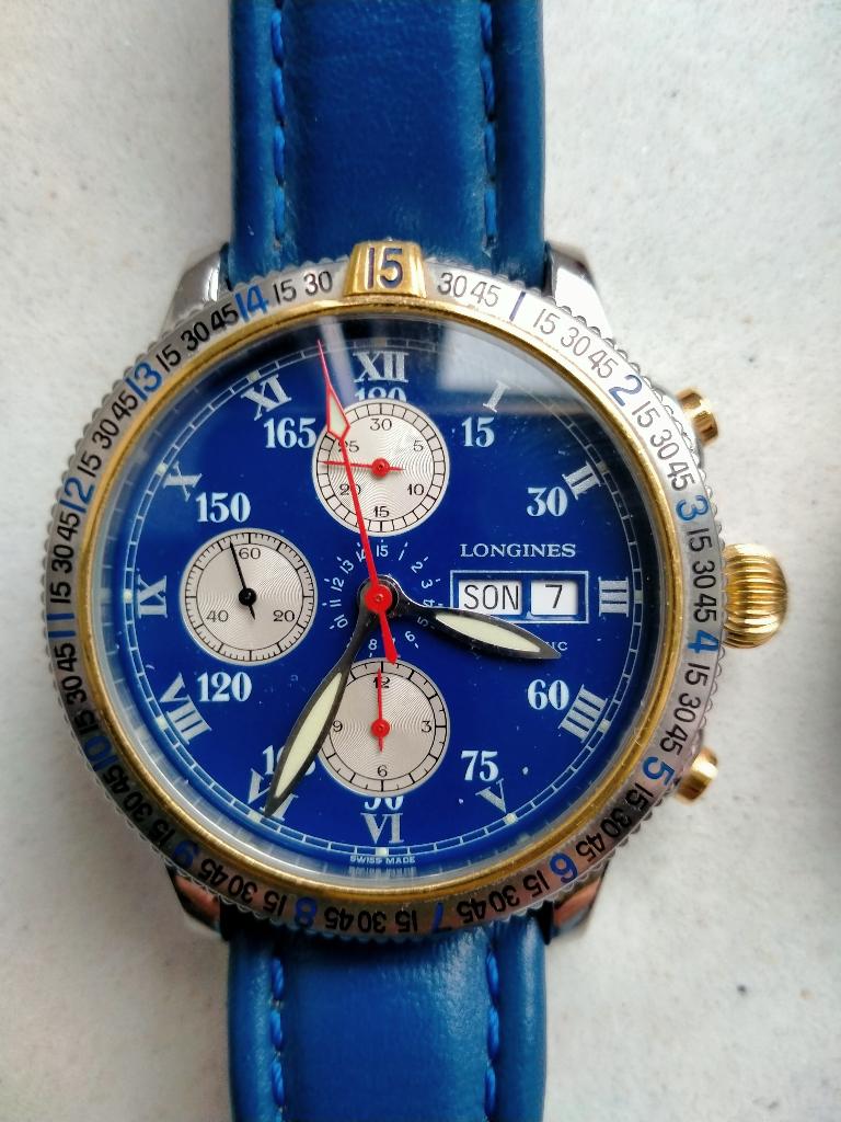 LONGINES LINDBERGH CHRONOGRAPH, Handtassen en Accessoires, Horloges | Antiek, Ophalen, Polshorloge, Longines, Met bandje