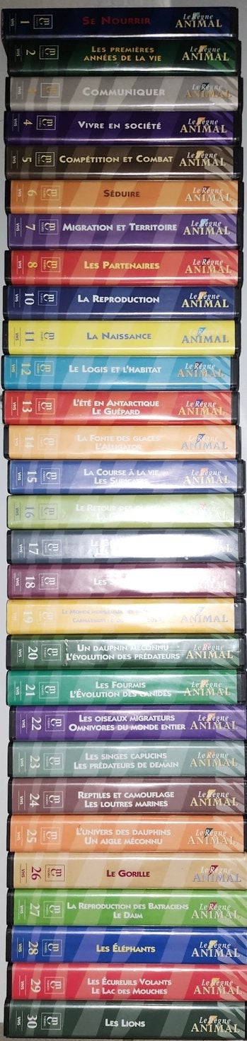 Lot de 29 cassettes VHS « Le règne animal » (éditions Atlas), Documentaire, Français, Comme neuf, Enlèvement