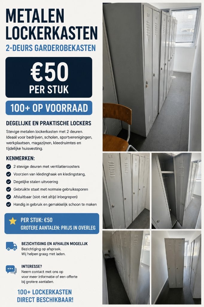 Metalen lockerkasten / garderobekasten ruim 100+ op voorraad, Maison & Meubles, Armoires | Casiers, Utilisé, Enlèvement