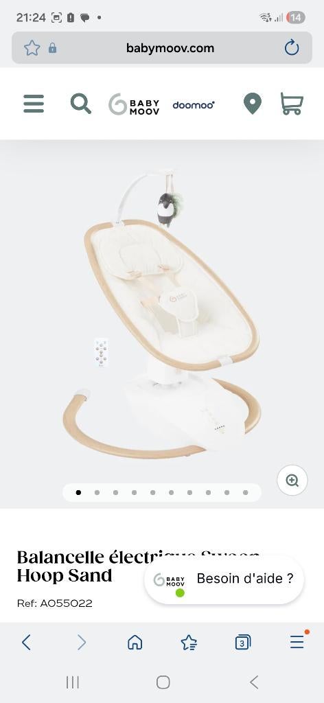 Balancelle baby moov, Ophalen, Zo goed als nieuw, Schommelstoel, Verstelbaar