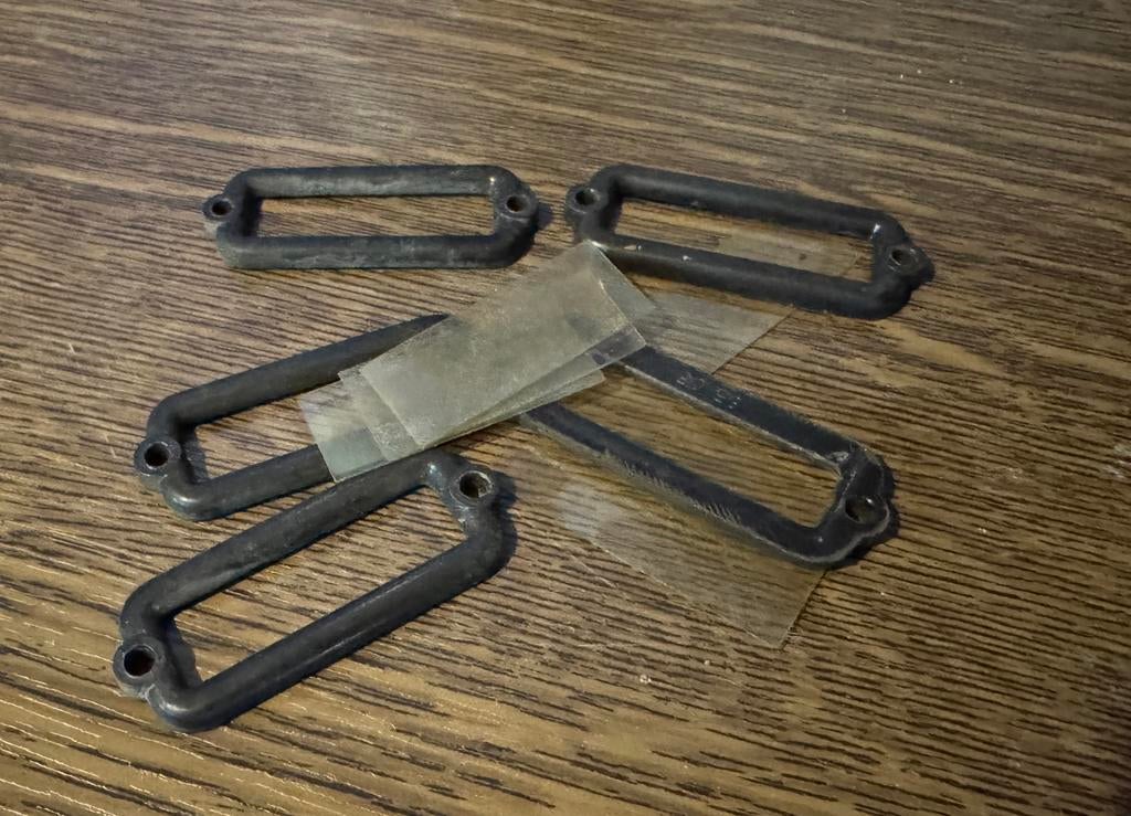 Antieke bakeliete labelhouders, Ophalen of Verzenden