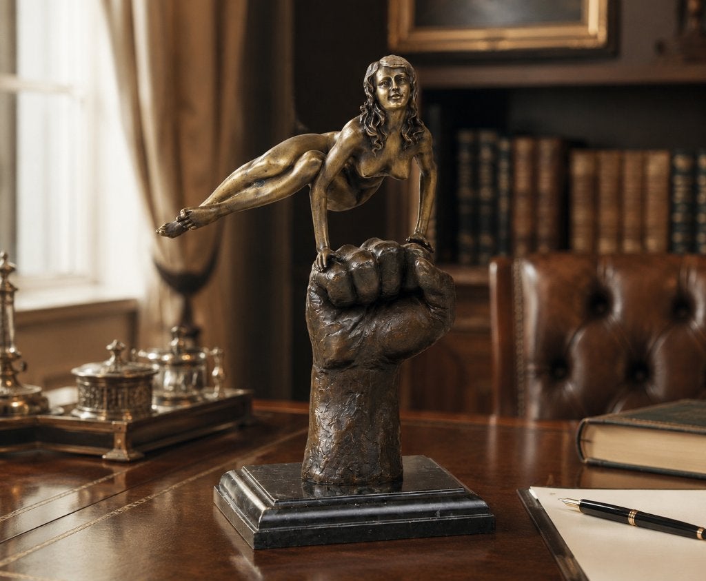 brons beeld , vrouwelijk schoon op een vuist, Antiek en Kunst, Kunst | Beelden en Houtsnijwerken, Ophalen of Verzenden, Brons