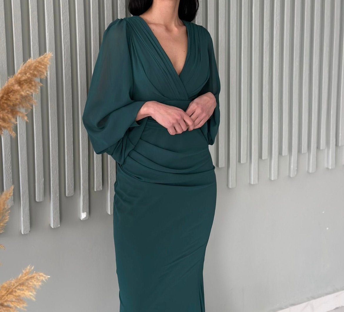 Robe de soirée longue élégante vert, Enlèvement ou Envoi, Taille 36 (S)