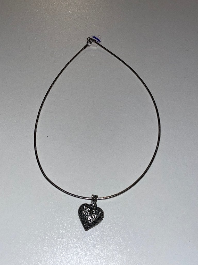 Halsketting met hartvormige hanger 925 gerhodineerd zilver, Ophalen, Met hanger, Zo goed als nieuw, Zilver