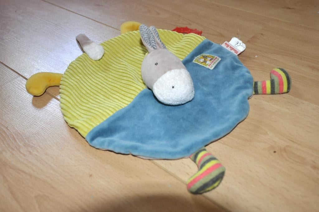 Doudou âne Moulin Roty velours diamètre 27cm, Enfants & Bébés, Bleu, Autres marques, Comme neuf, Moyen (20 à 80 cm)
