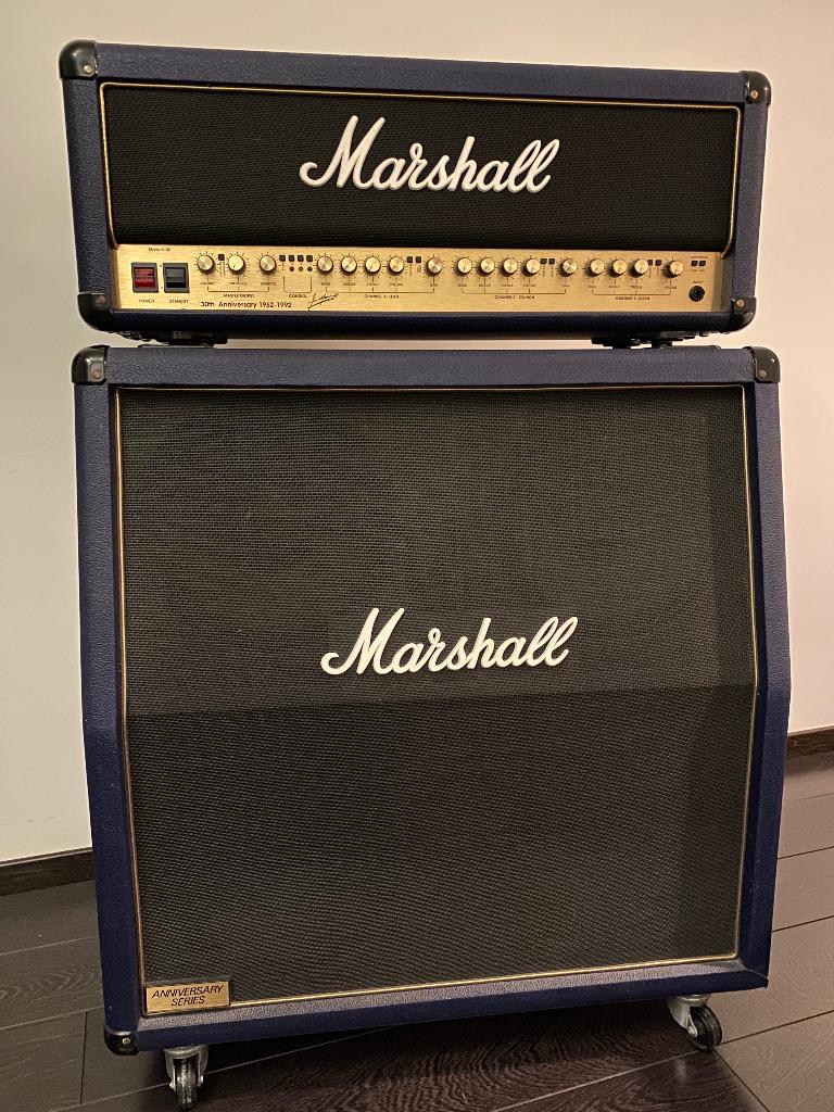 Marshall 6100 30th Anniversary Blue Tolex 1992 Half Stack, Enlèvement, Comme neuf, Guitare, 50 à 100 watts