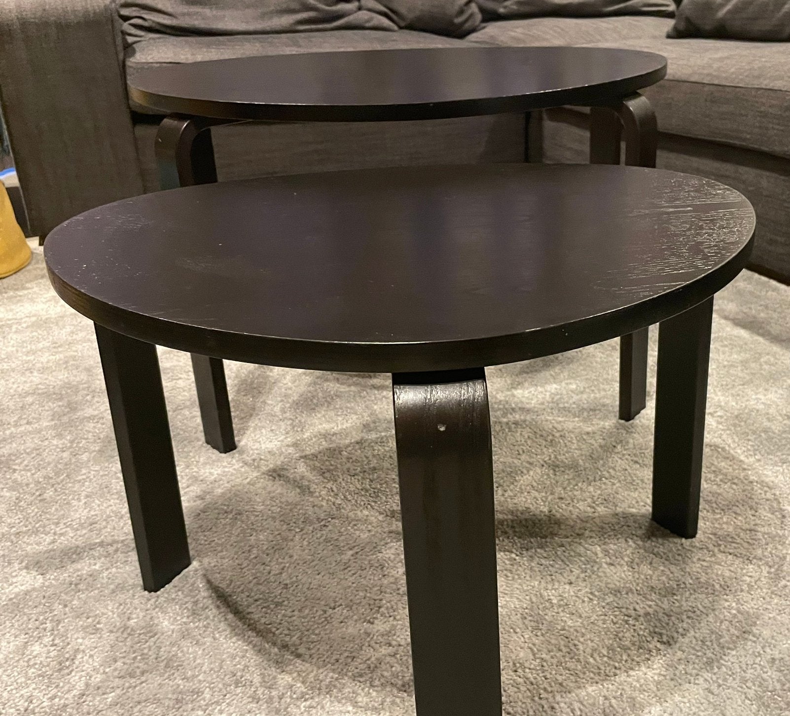 IKEA SVALSTA salontafels – set van 2 – zwartbruin, Ophalen, Gebruikt, 50 tot 100 cm, Vintage