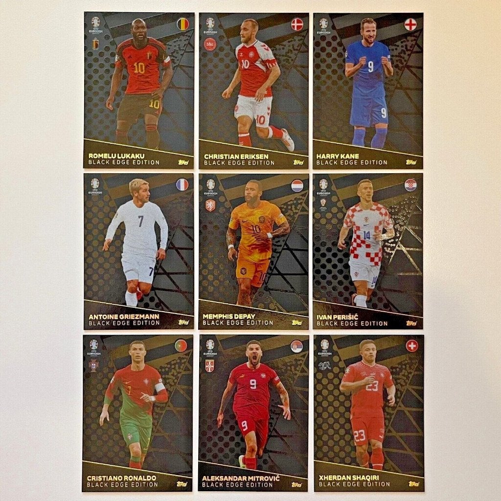 Topps Match Attax Euro 2024 9 Cards Black Edge Set BE 1-9, Enlèvement ou Envoi, Comme neuf, Plusieurs images