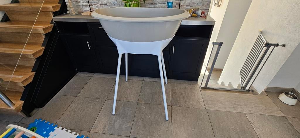 Luma Bad set met newborn inlay in almond/white, Zo goed als nieuw, Badje, Standaard, Ophalen