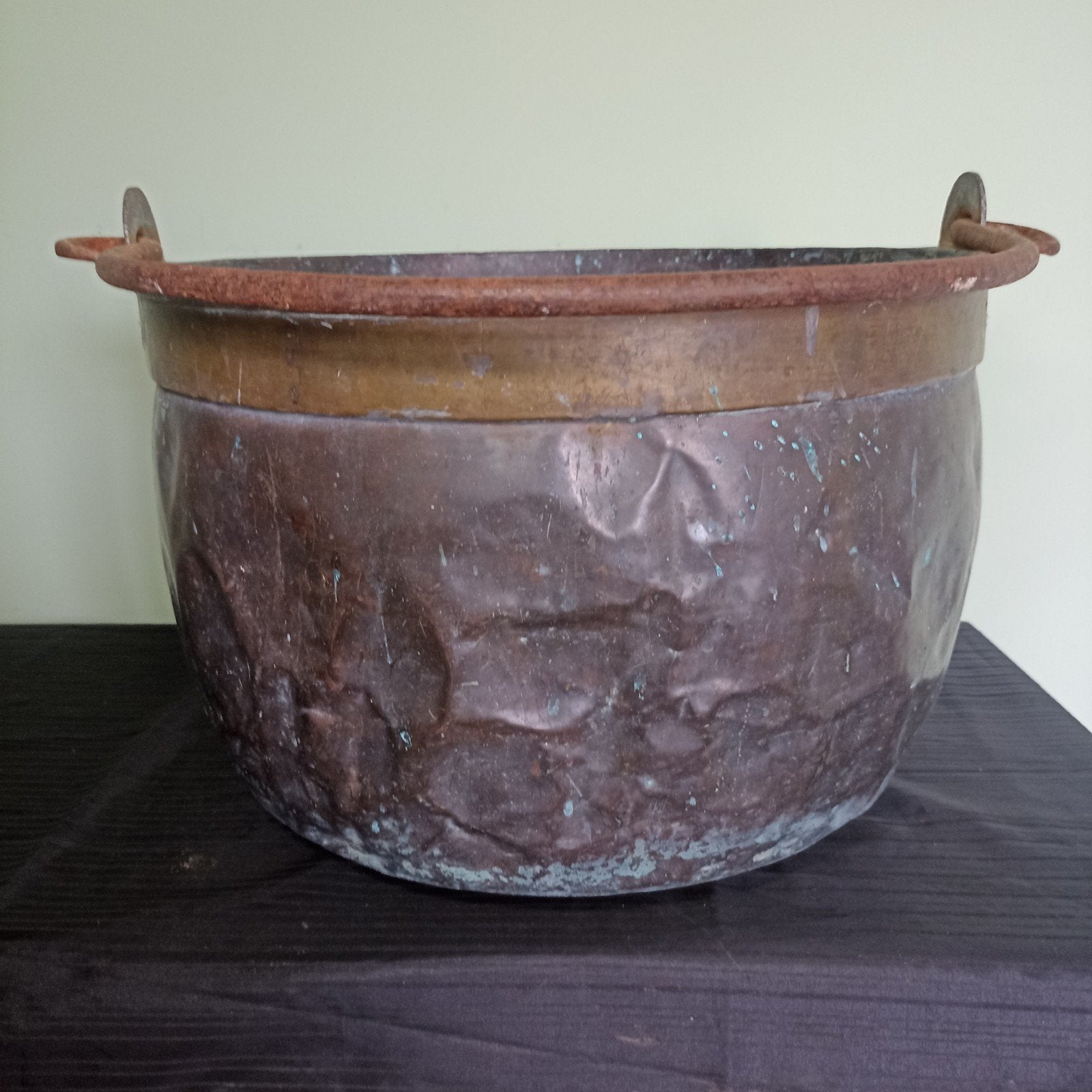 Chaudron/bac à bois en cuivre français du XVIIIe siècle (Ø 3, Antiquités & Art, Enlèvement ou Envoi