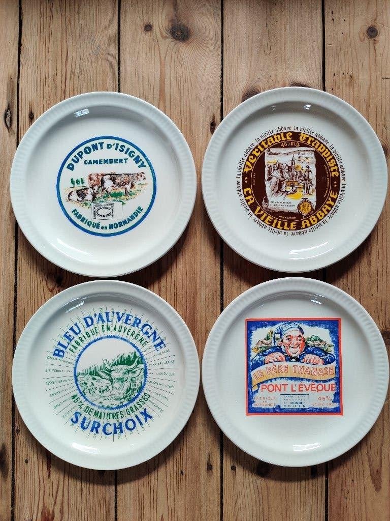Lot 4 assiettes à fromage, Maison & Meubles, Assiettes(s), Vintage, Céramique, Enlèvement