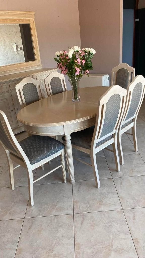 tafel en stoelen, Ophalen, Gebruikt, 100 tot 150 cm, Uiteenlopende stijl