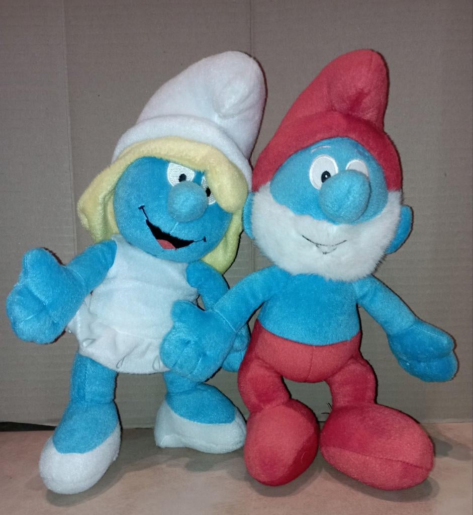 Smurfin & Grote smurf knuffels, Enlèvement ou Envoi, Utilisé, Différents Schtroumpfs, Poupée, Figurine ou Peluche