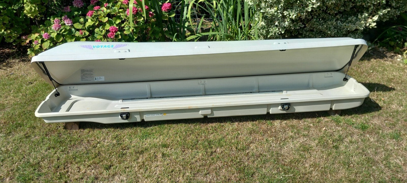 Hapro Voyage Box 230 cm-50 cm coffre de toit - 50 kg + clé, Autos : Divers, Coffres de toit, Enlèvement, Comme neuf