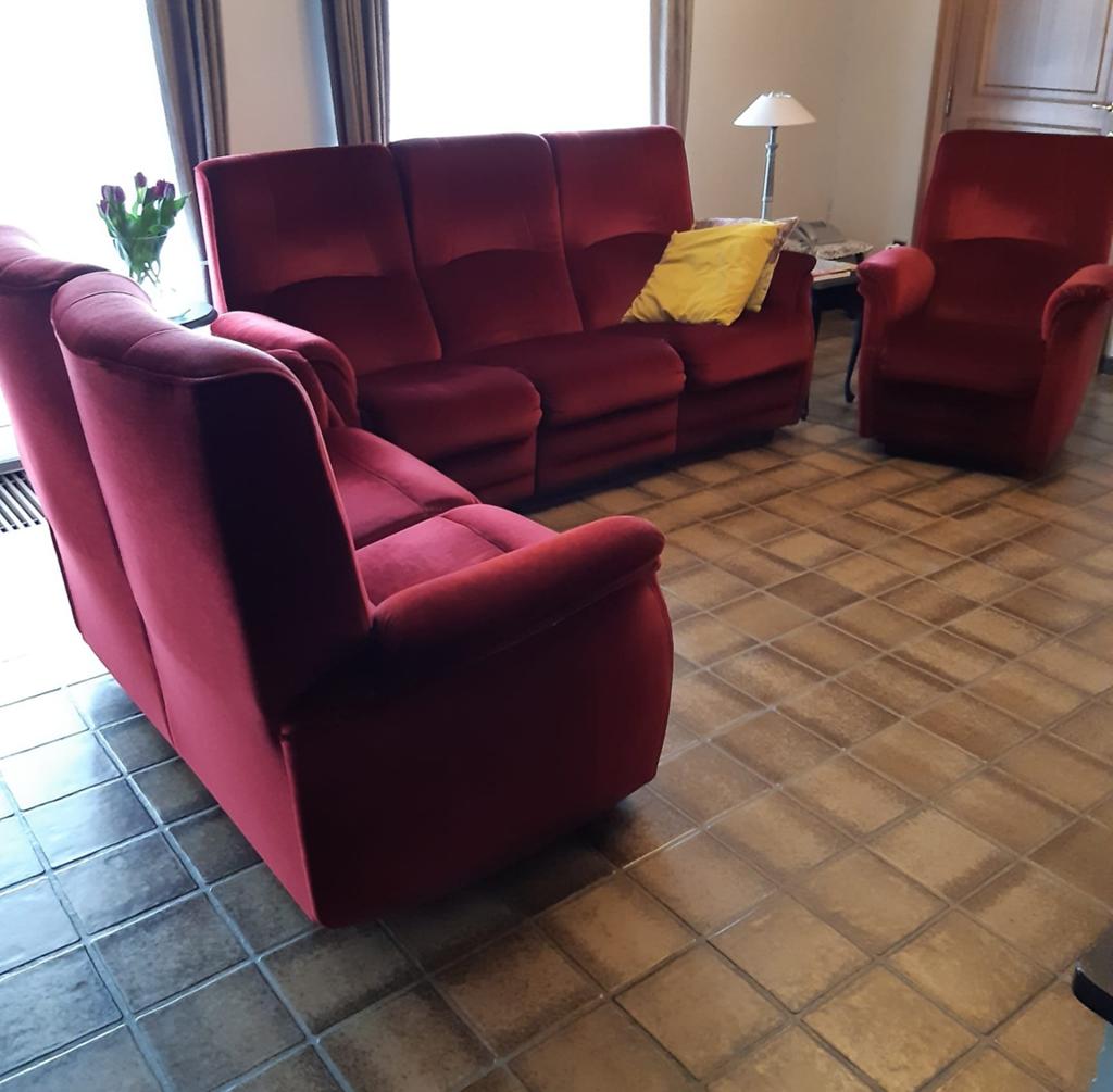 3-2-1  Bordeaux Mohair Salon, Huis en Inrichting, Zetels | Complete zithoeken, Ophalen