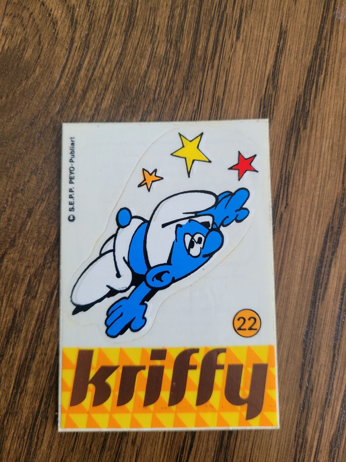 autocollant ancien Les Schtroumpfs Kriffy numéro 22, Collections, Enlèvement ou Envoi