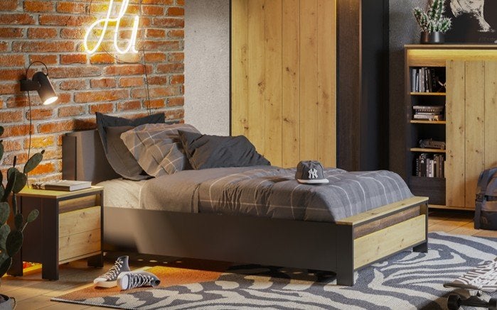 Spot twijfelaar - 120x200 - Artisan eiken/zwart/grijs