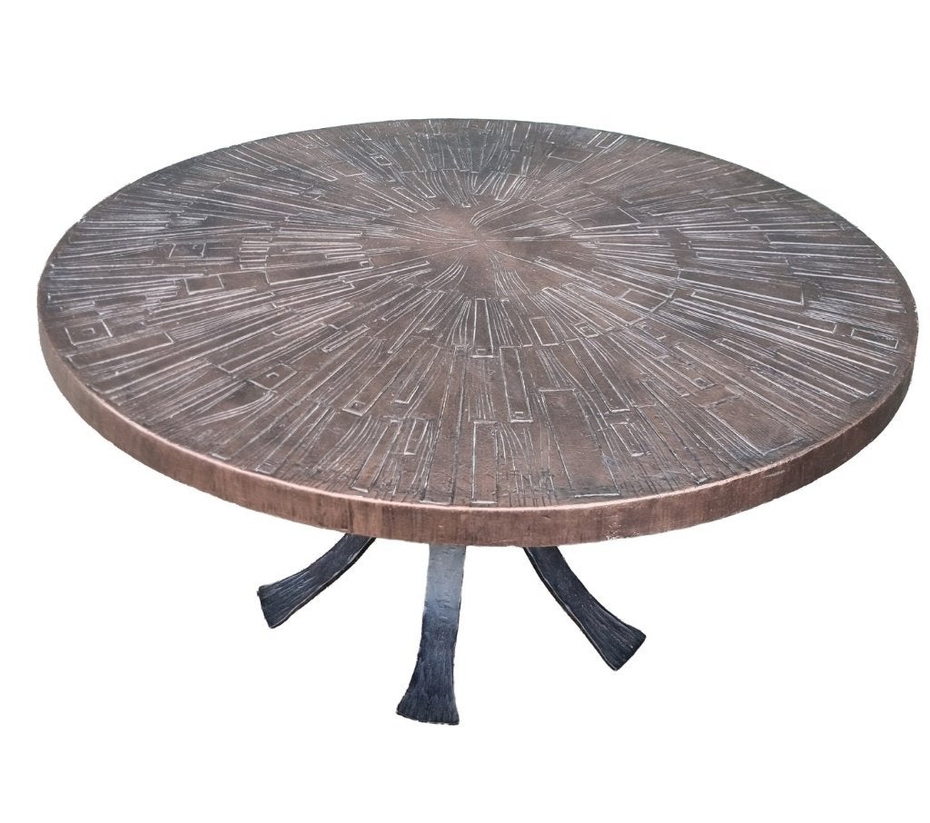 Brutalist smeedijzeren ronde salontafel - jaren 70, Enlèvement