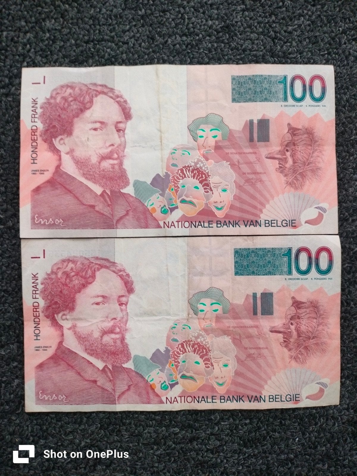 twee biljetten van 100 frank, Postzegels en Munten, Bankbiljetten | Nederland, Ophalen of Verzenden