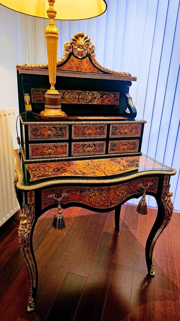 Uitzonderlijke Secretaire afgewerkt in marqueterie, Antiek en Kunst, Antiek | Meubels | Kasten, Ophalen