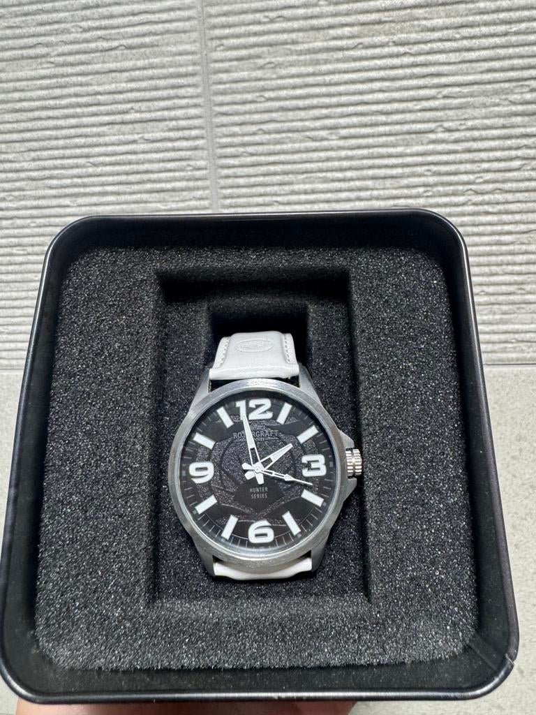 Rotorcraft hunter series te koop, Leer, Polshorloge, Zo goed als nieuw, Zilver