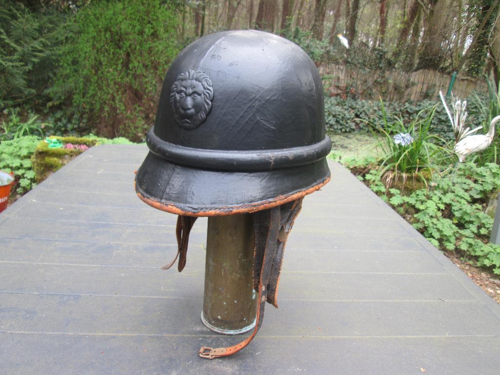 ABBL motorhelm levior M1938 Rijkswacht doorgedragen, zwart., Ophalen of Verzenden, Rijkswacht