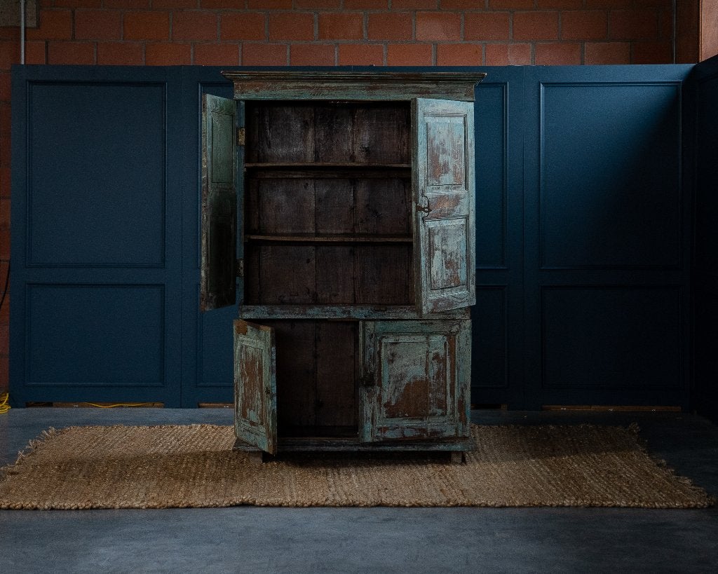 Aziatische Blauwgroene Kast, Ophalen, Aziatisch, Overige houtsoorten, Gebruikt
