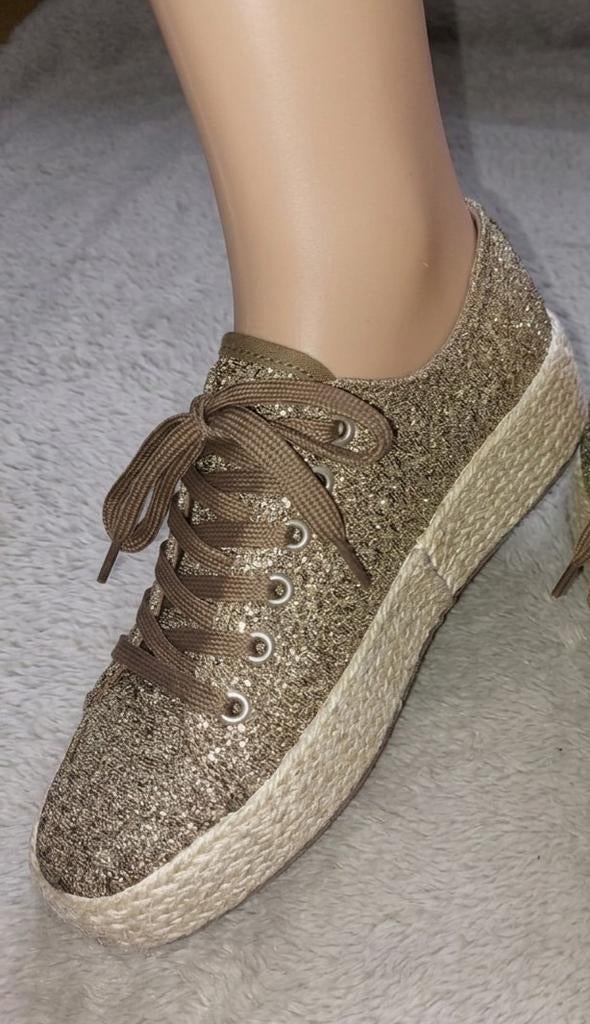 Baskets espadrilles Gemo Pailletées Bronze-Neuves + Boîte, Envoi