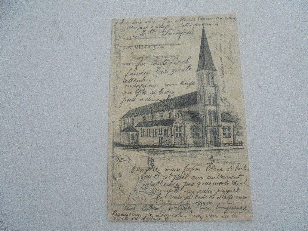 la villette- église, Verzamelen, Ophalen of Verzenden, Voor 1920, Gelopen, Henegouwen