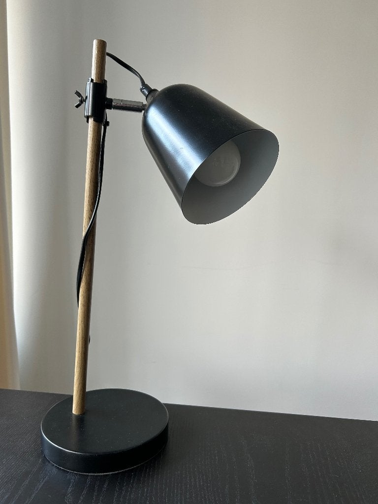 Lampe de table/bureau, Lampe de bureau, Utilisé, Bois, Noir