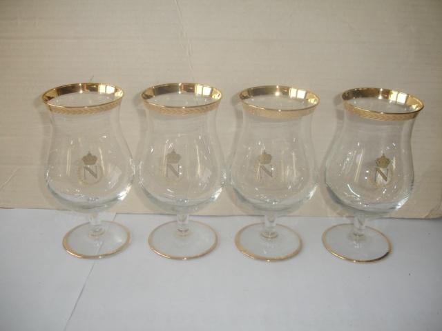 4 mooie glazen Napoleon, prachtige gouden boord, Enlèvement ou Envoi, Comme neuf, Autres types