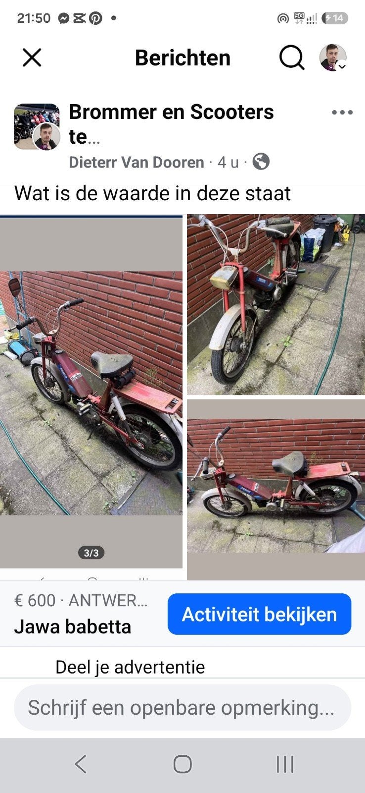 jawa babetta oldtimer 207, Ophalen
