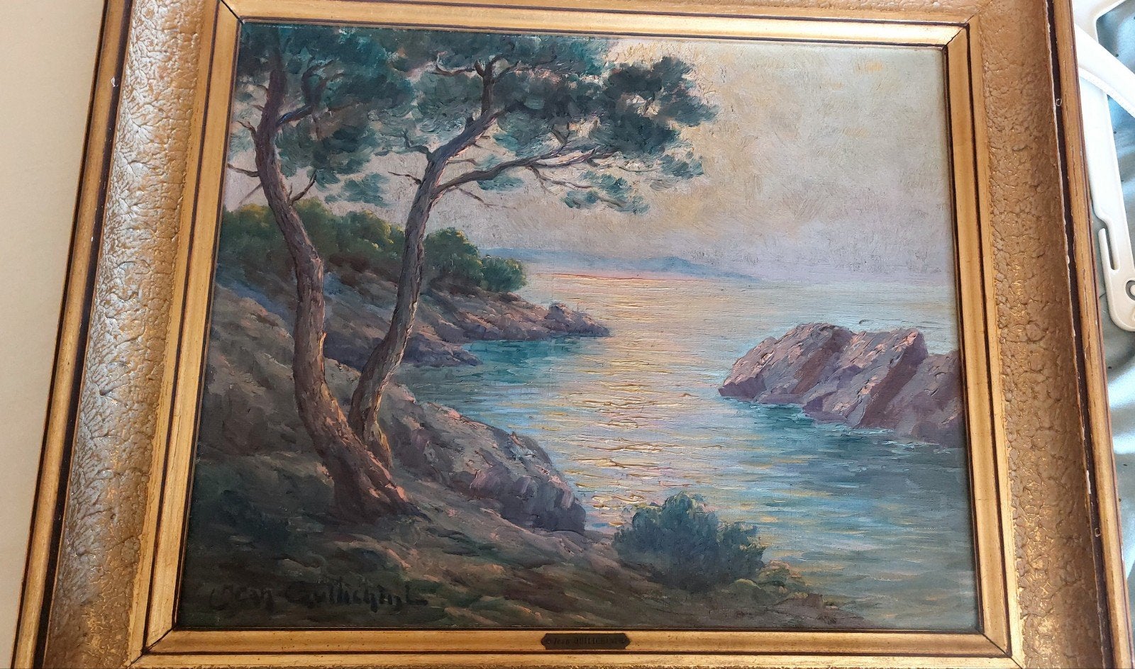 Peinture originale de Jean Quilichini - Paysage côtier, Enlèvement, Toile, Signé, Peinture à l'huile