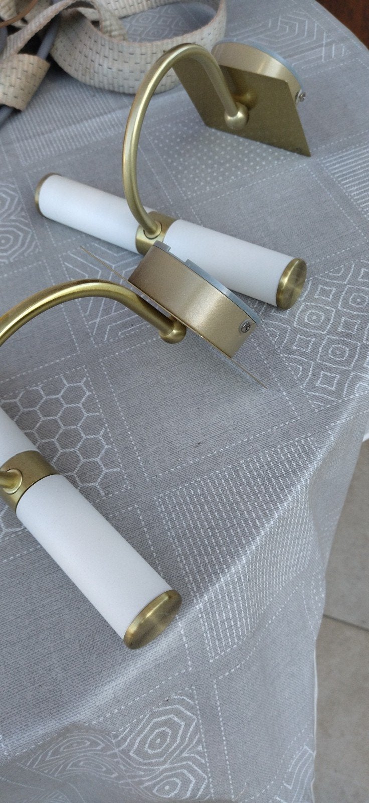 2 mooie lampjes voor in badkamer of gang, Goud, Ophalen, Zo goed als nieuw