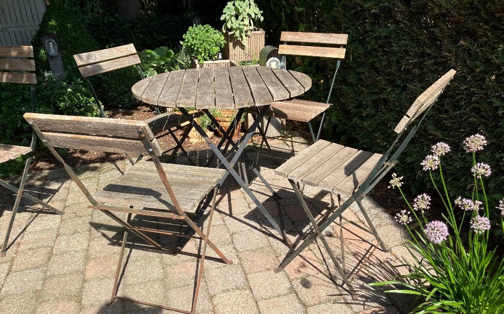 vintage bistro tuinset, Tuin en Terras, Tuinsets en Loungesets, Ophalen, Gebruikt, Stoel, Tuinset