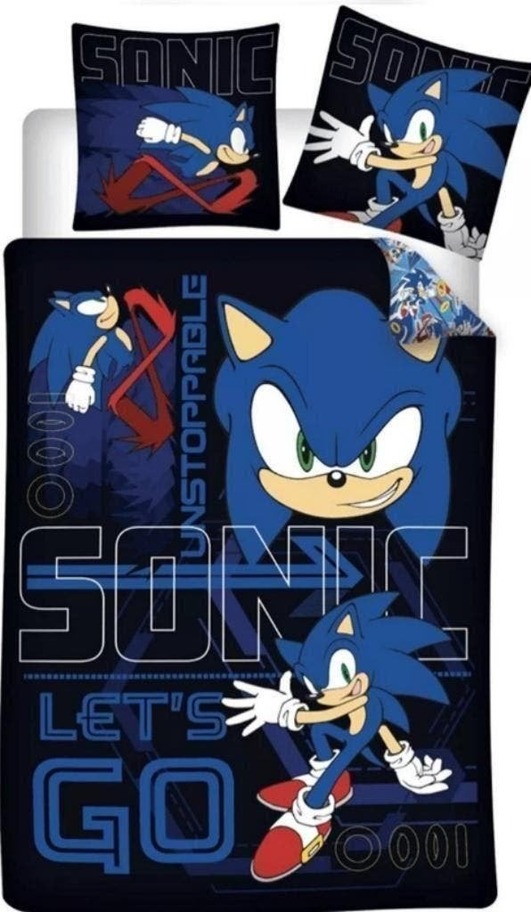 Sonic Dekbedovertrek 140 x 200 cm - Let's Go - Katoen, Zwart, Dekbedovertrek, Nieuw, Ophalen of Verzenden