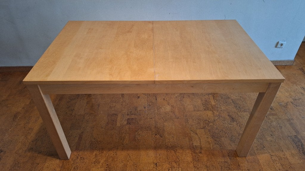 Uitschuifbare eettafel berk, Huis en Inrichting, Tafels | Eettafels, Ophalen, Gebruikt, Scandinavisch, 50 tot 100 cm