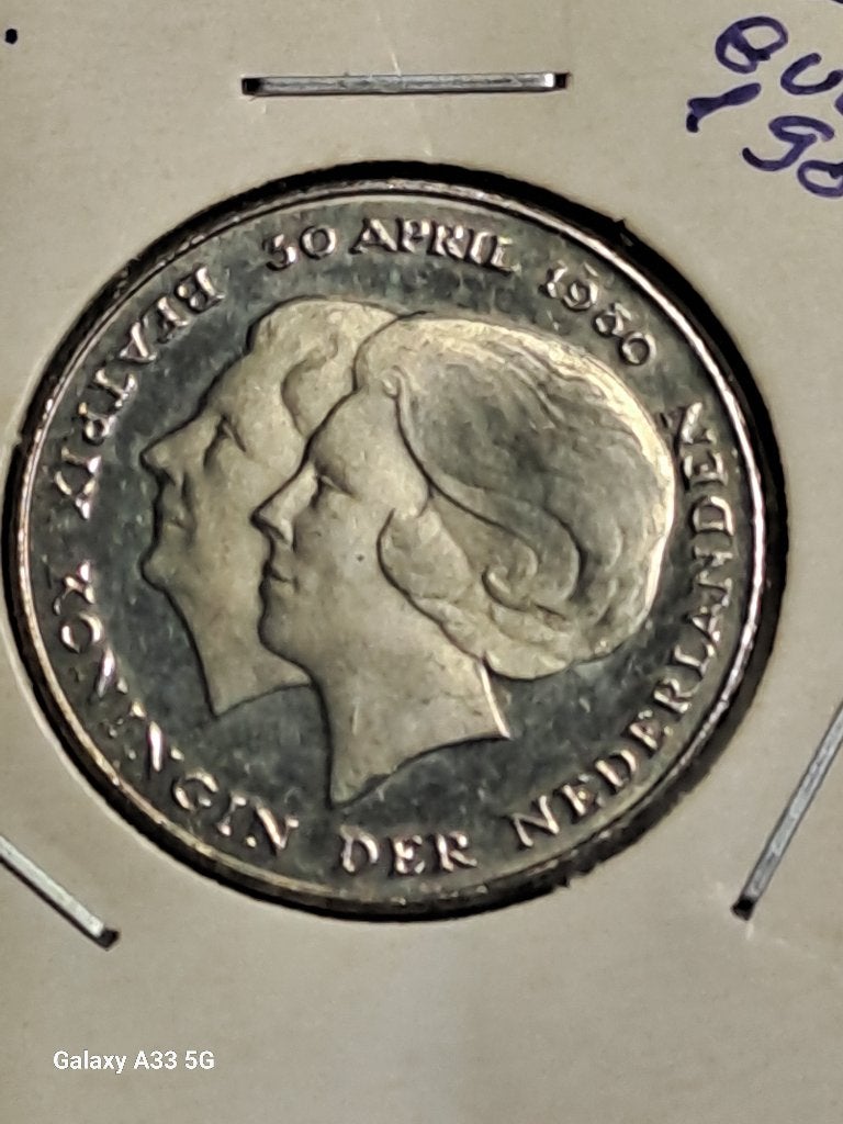 Pays-Bas ,Juliana et Beatrix, 2½ florins 1980, commemorative, Enlèvement ou Envoi, Autres pays, Monnaie en vrac