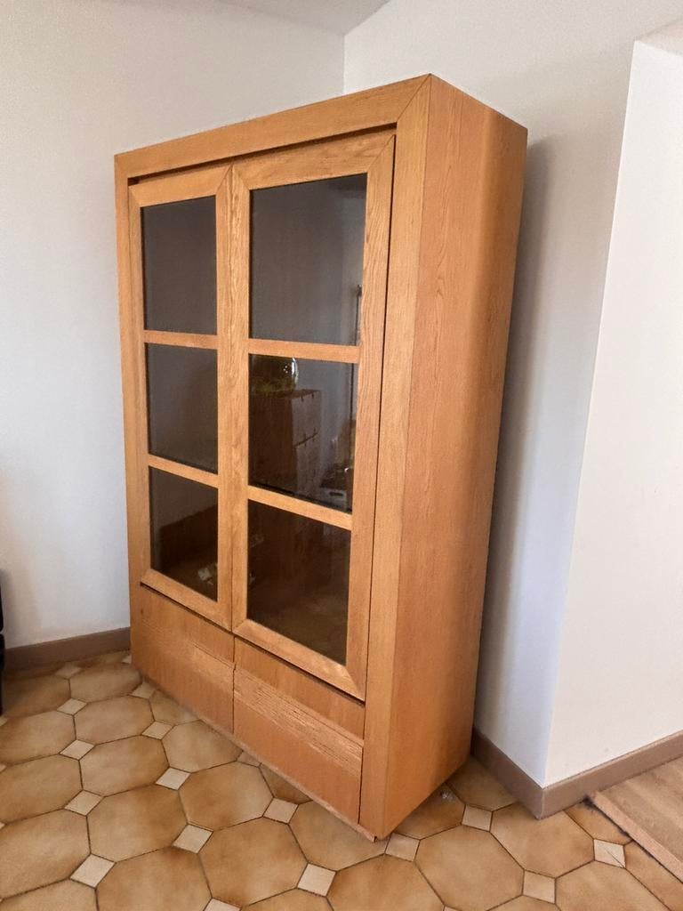 Armoire Vitrine en bois et verre, Maison & Meubles, 25 à 50 cm, Avec porte(s), Comme neuf, 100 à 150 cm