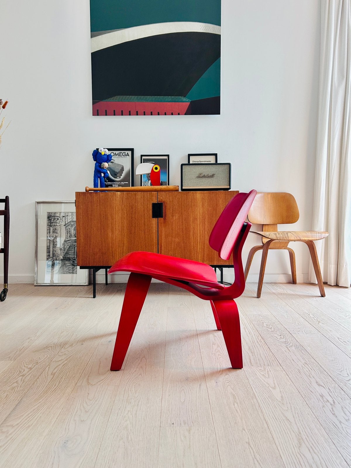 Eames LCW – Origineel Vitra – Aniline Red – Topstaat !, Ophalen of Verzenden, Rood