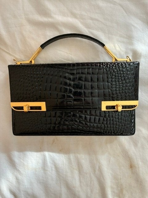 damestas in croco, Handtassen en Accessoires, Ophalen, Nieuw, Zwart, Handtas