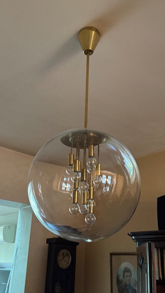 Doria Leuchten Stijl – Vintage Mid-Century Hanglamp, Ophalen, E14 (klein), Doria Leuchten Stijl – Vintage Mid-Century, Glas