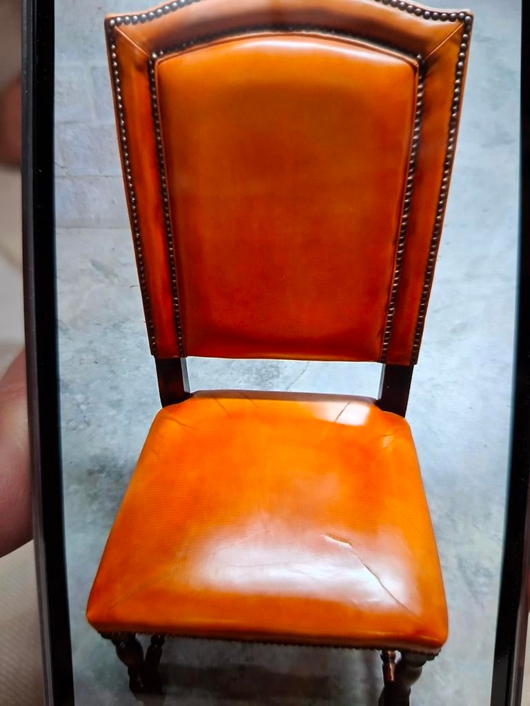 6 lederen stoelen, Antiek en Kunst, Ophalen