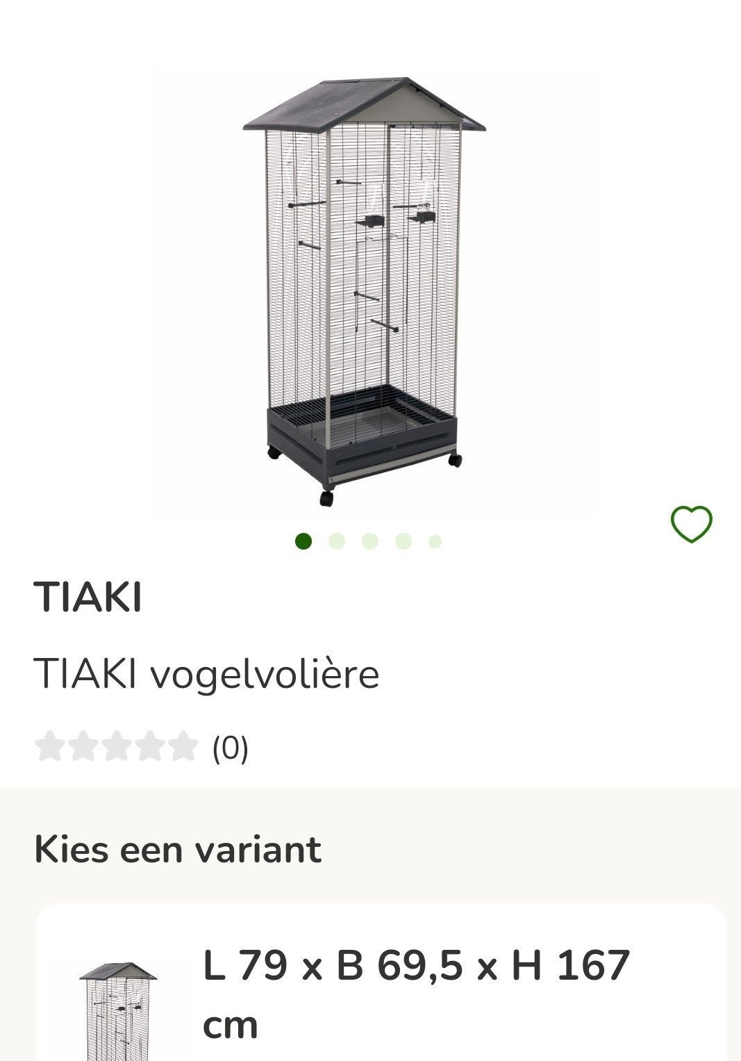 Volière donker grijs met benodigdheden voor snelle opstart, Ophalen, Volière