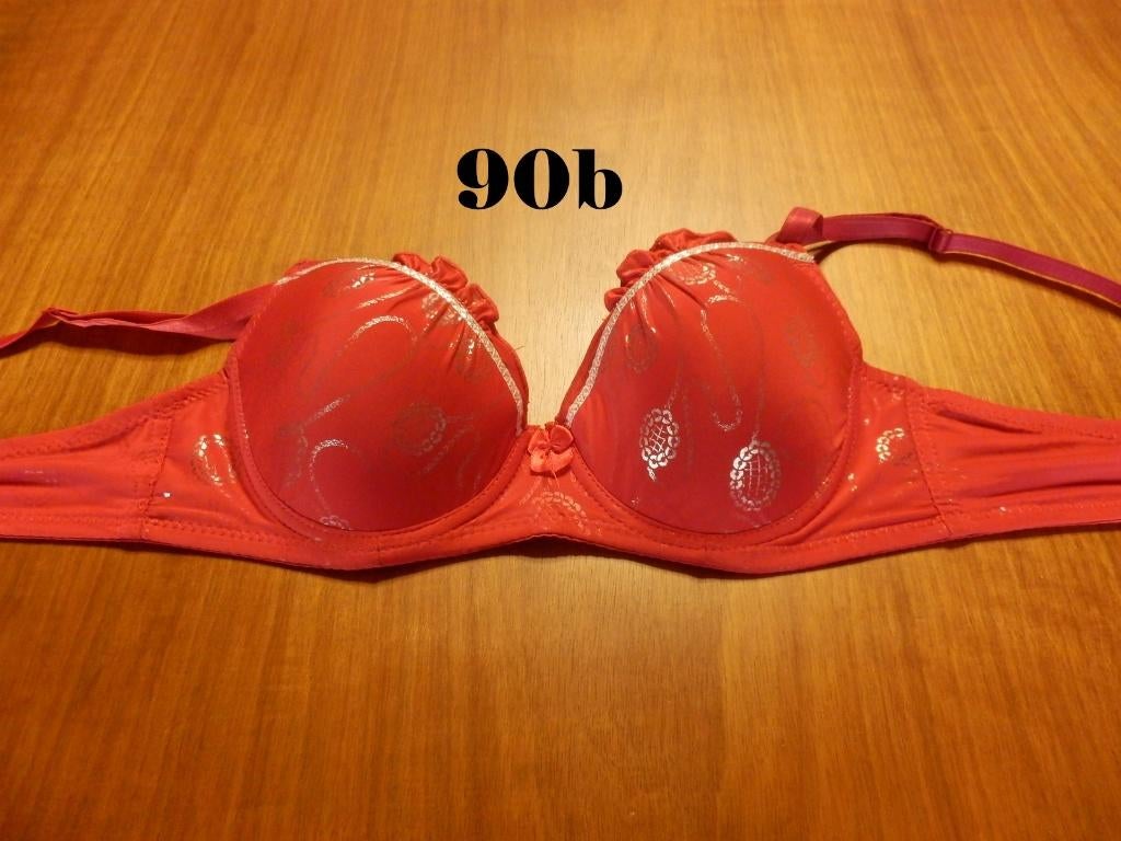 (45)- soutien gorge t.90b rouge argenté, Enlèvement ou Envoi, Rouge, Soutien-gorge