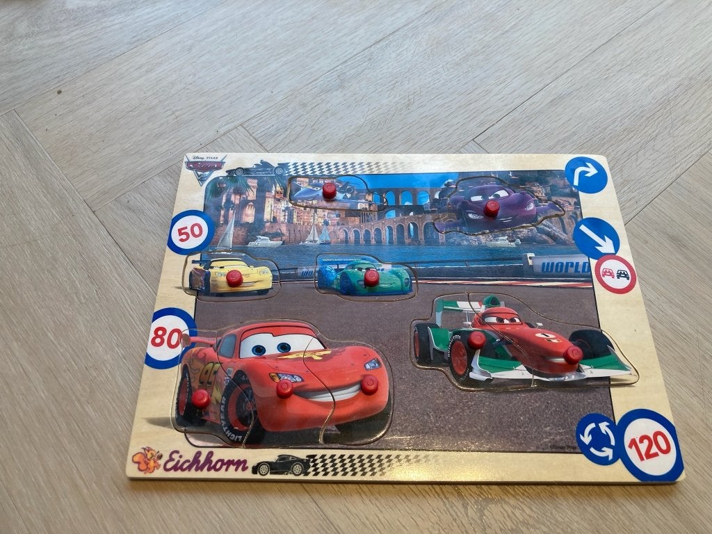 Cars inlegpuzzel in houd, Ophalen, Nieuw, Van hout