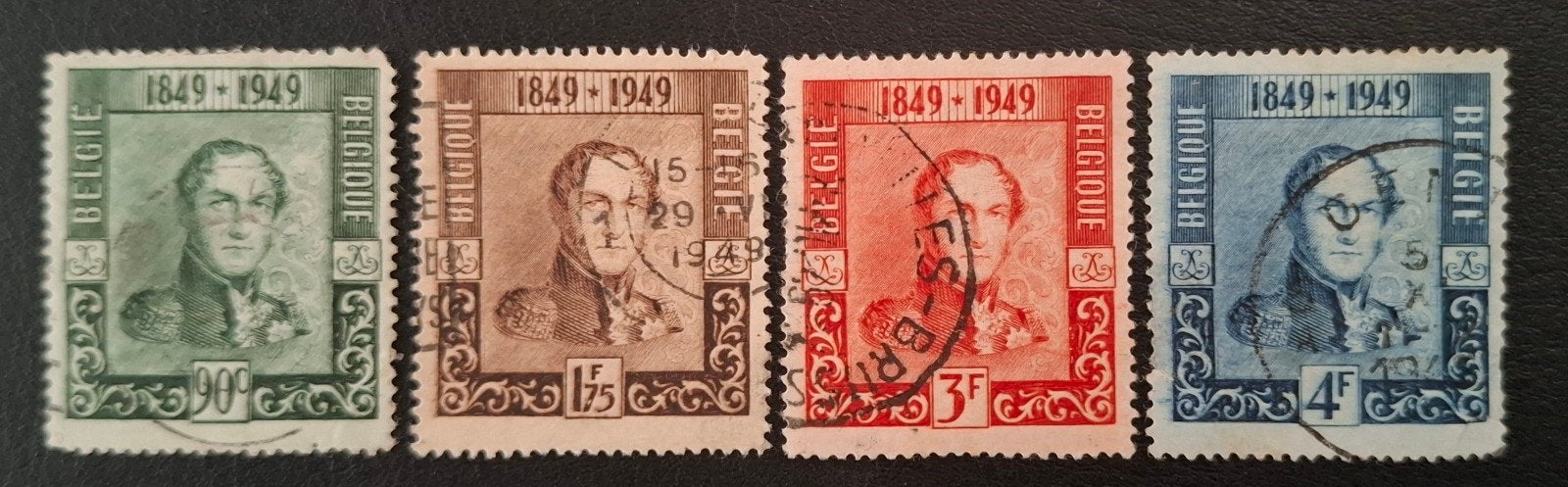 België: OBP 807/10 (●) Eerste postzegels 1949., Met stempel, Koninklijk huis, Frankeerzegel, Ophalen of Verzenden