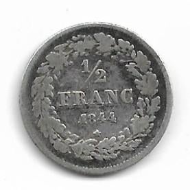 België: 1/2 frank 1844 (gelauwerd) = morin 34, Postzegels en Munten, Munten | België, Verzenden, Zilver, Losse munt, Zilver