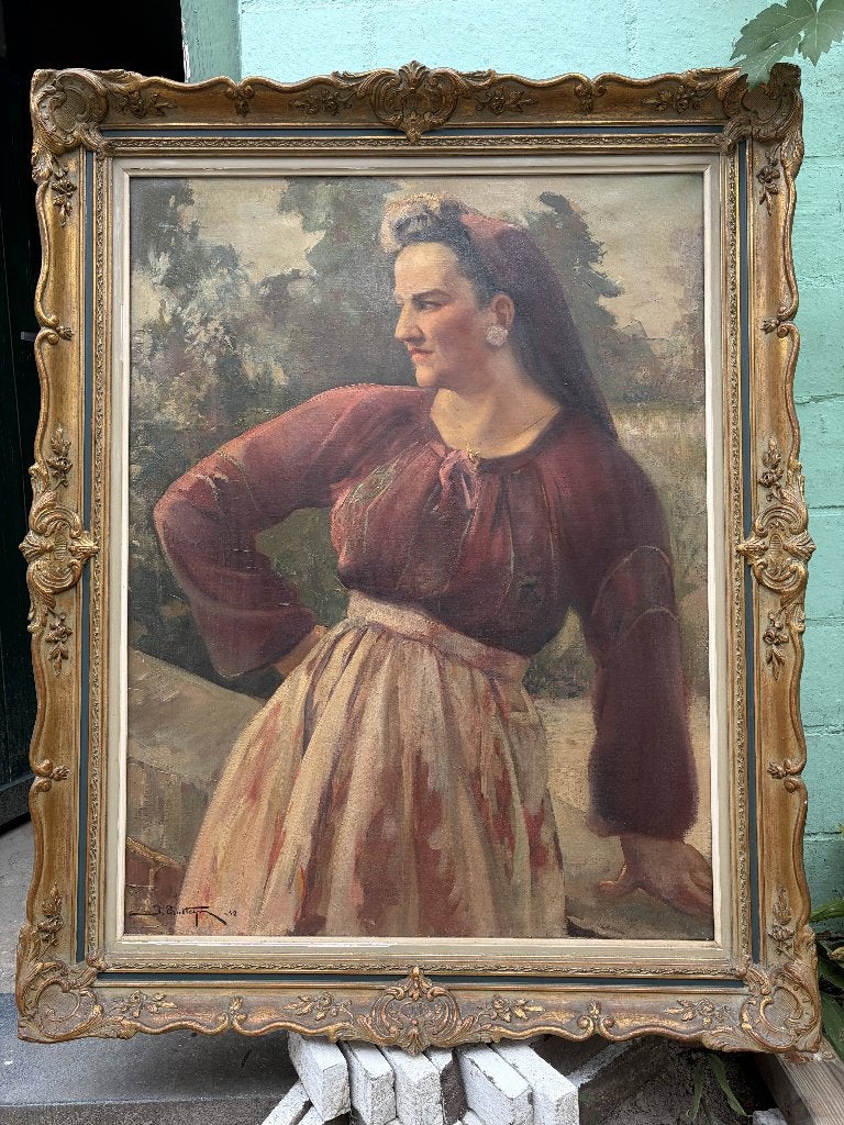 Schilderij van Jos Trotteyn (Madame Trotteyn), Portrait ou Personnes, Peinture à l'huile, Enlèvement, Encadré