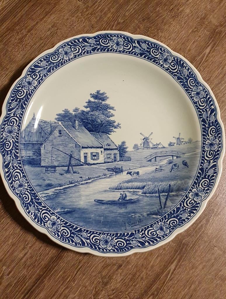 Bord delfts blauw 40 cm, Antiek en Kunst, Ophalen